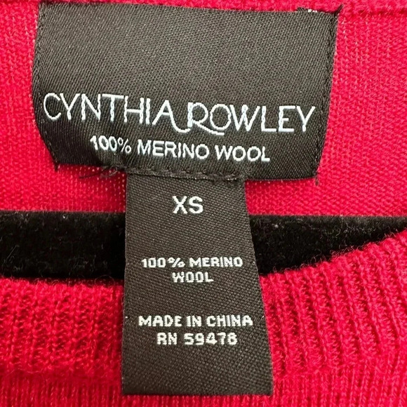 Cynthia Rowley Red Merino Wool Long Sleeve Fitted Sweater Dress Size XS - Picture 8 of 10